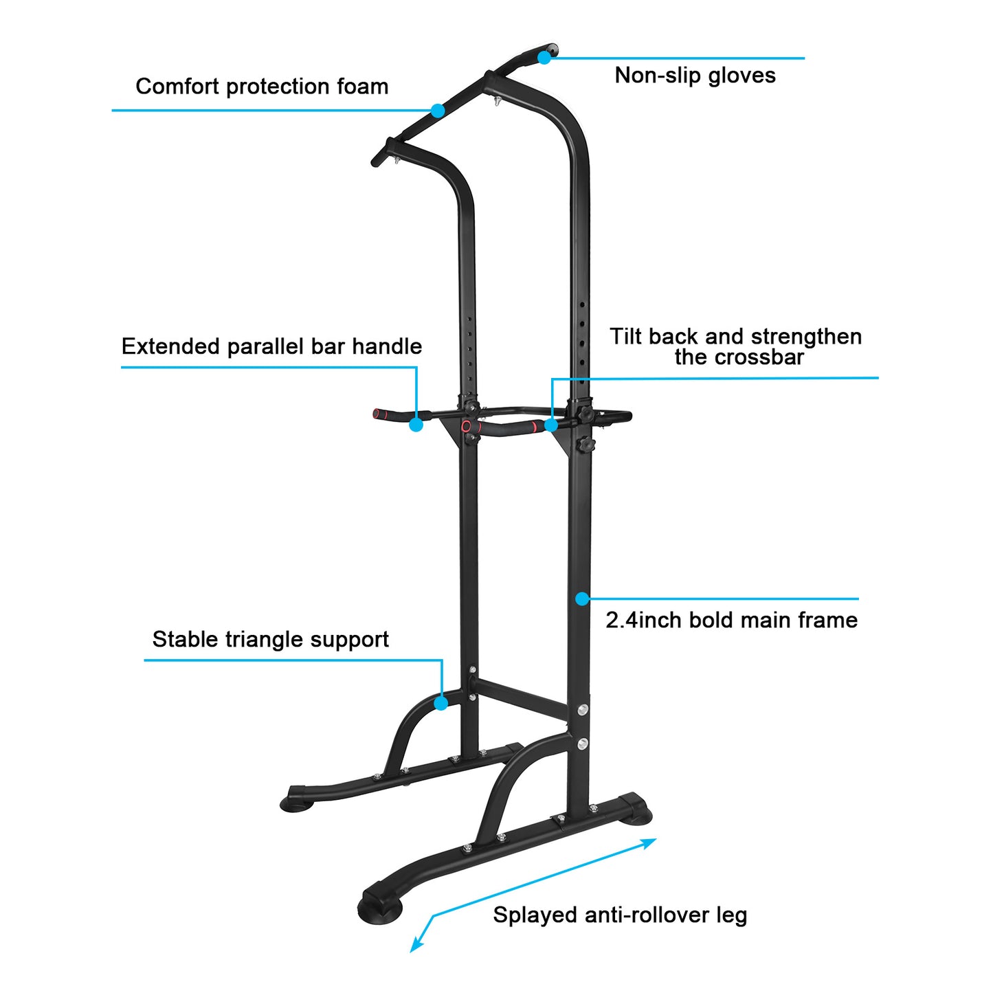 B-READY Power Tower Exercise Parallel Bar Pull-Up Bar