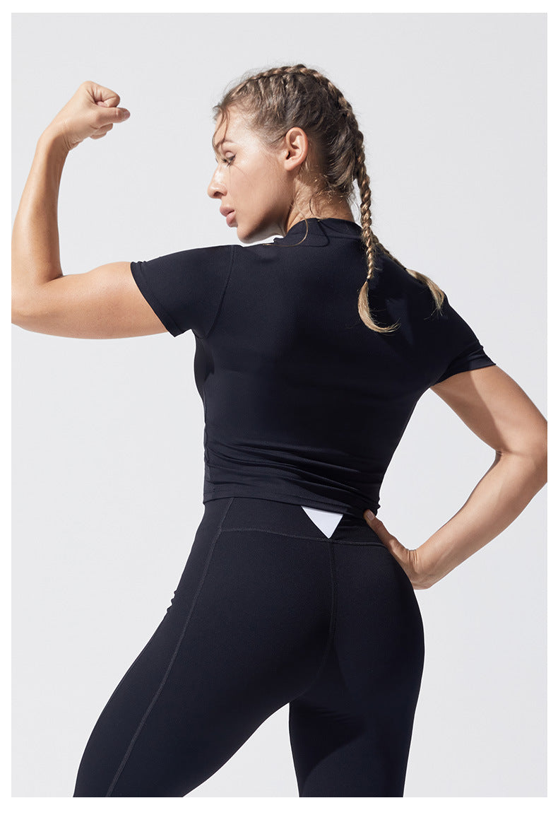 B-READY Personalized English Printed Yoga Clothes Short Sleeve