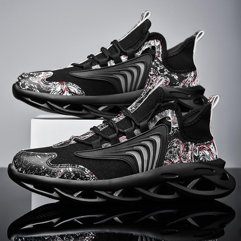 B-READY Unisex Running Sneaker 2026 – Atmungsaktive Marathon Schuhe mit weicher, dämpfender Sohle Graffiti Shoes