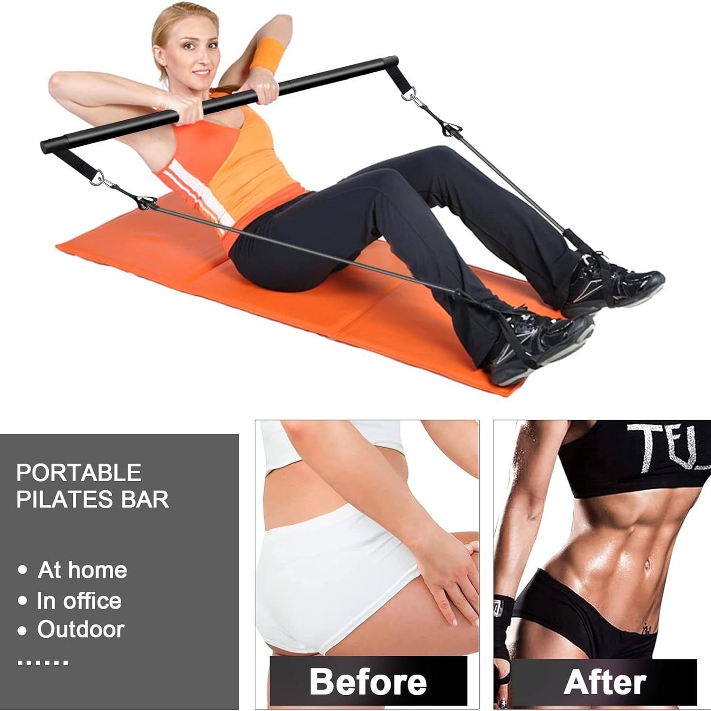 B-READY Pilates Bar Suit With Multifunction Resistance Band Pulling Rope Yoga Fitness incl. Course