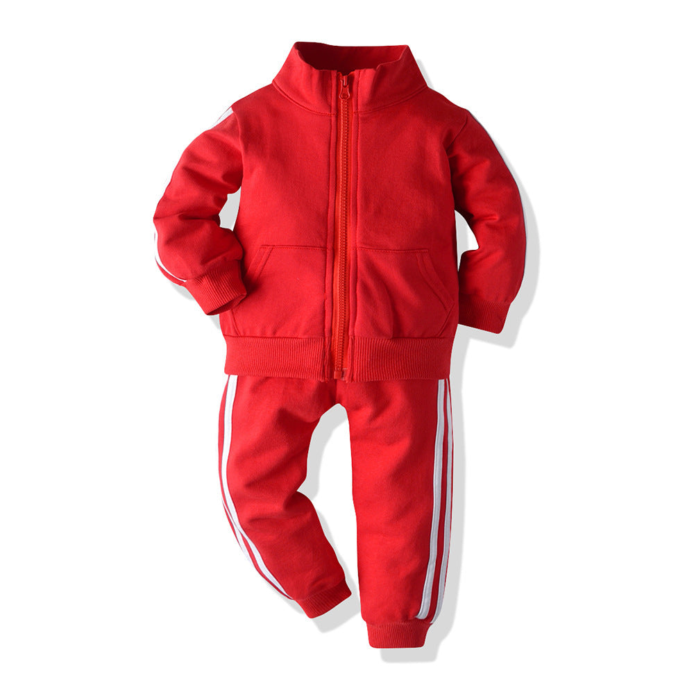 B-READY Two Zipper Spring And Autumn Sportswear Suits For Boys And Girls and Twins