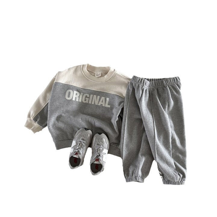 B-READY Suit Children Stitching Contrast Color Personality Letter Boy Girls' Two-piece Dress