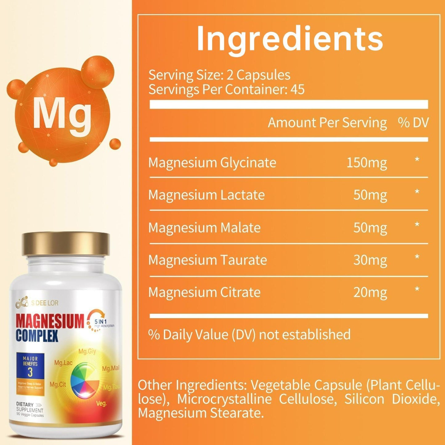B-READY Magnesium Glycinate Malate Vitamin D3 Vegan Formula Supports Bone Health Highly Absorbable Chelated Product