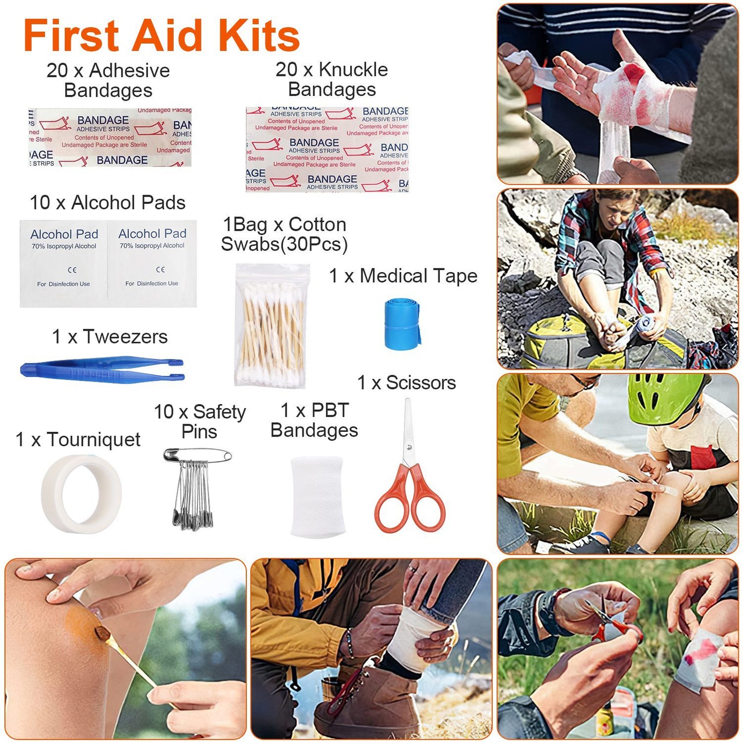 B-READY 121Pcs Per Set Survival Kits Professional Emergency Survival Gear Tactical First Aid Kit Supplies For Outdoor Adventure Camping Hiking Hunting
