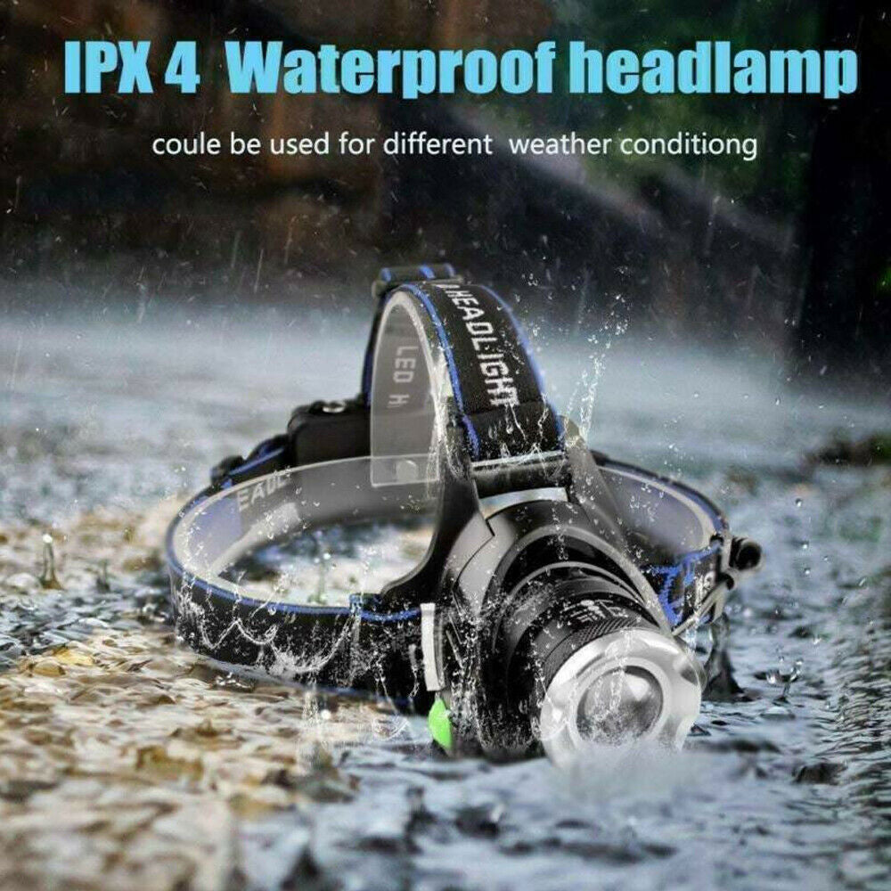 B-READY LED Headlamp Rechargeable Head Torch Zoom Headlight Super Bright Flashlight 3 Modes Work Light With 2 Li-ion Batteries 2 Charger B-PREPARED 2026
