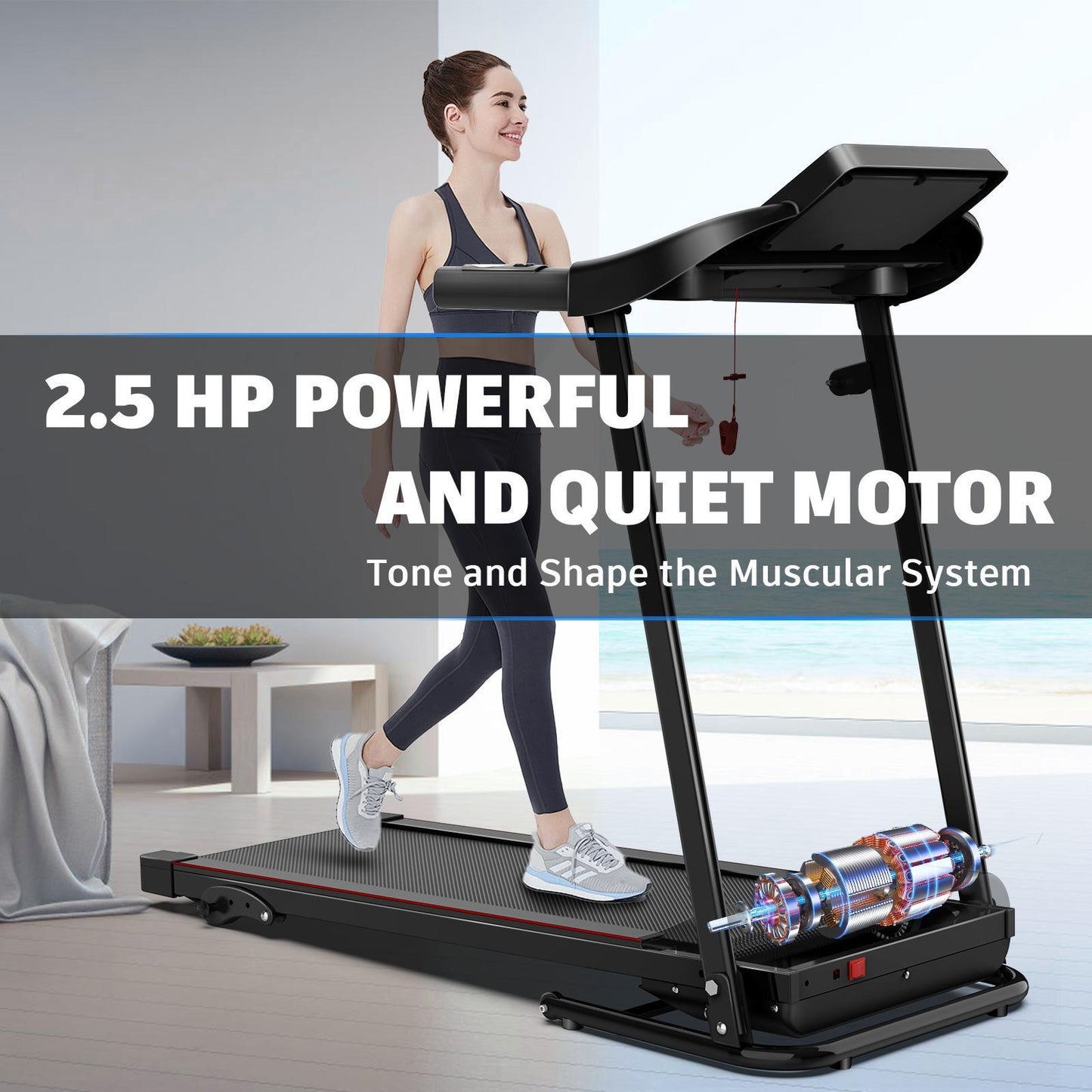 B-READY Home Easy-to-move Wheels Three-level Adjustment Incline Adjustment Indoor Aerobic Treadmill Suitable For All Fitness Levels