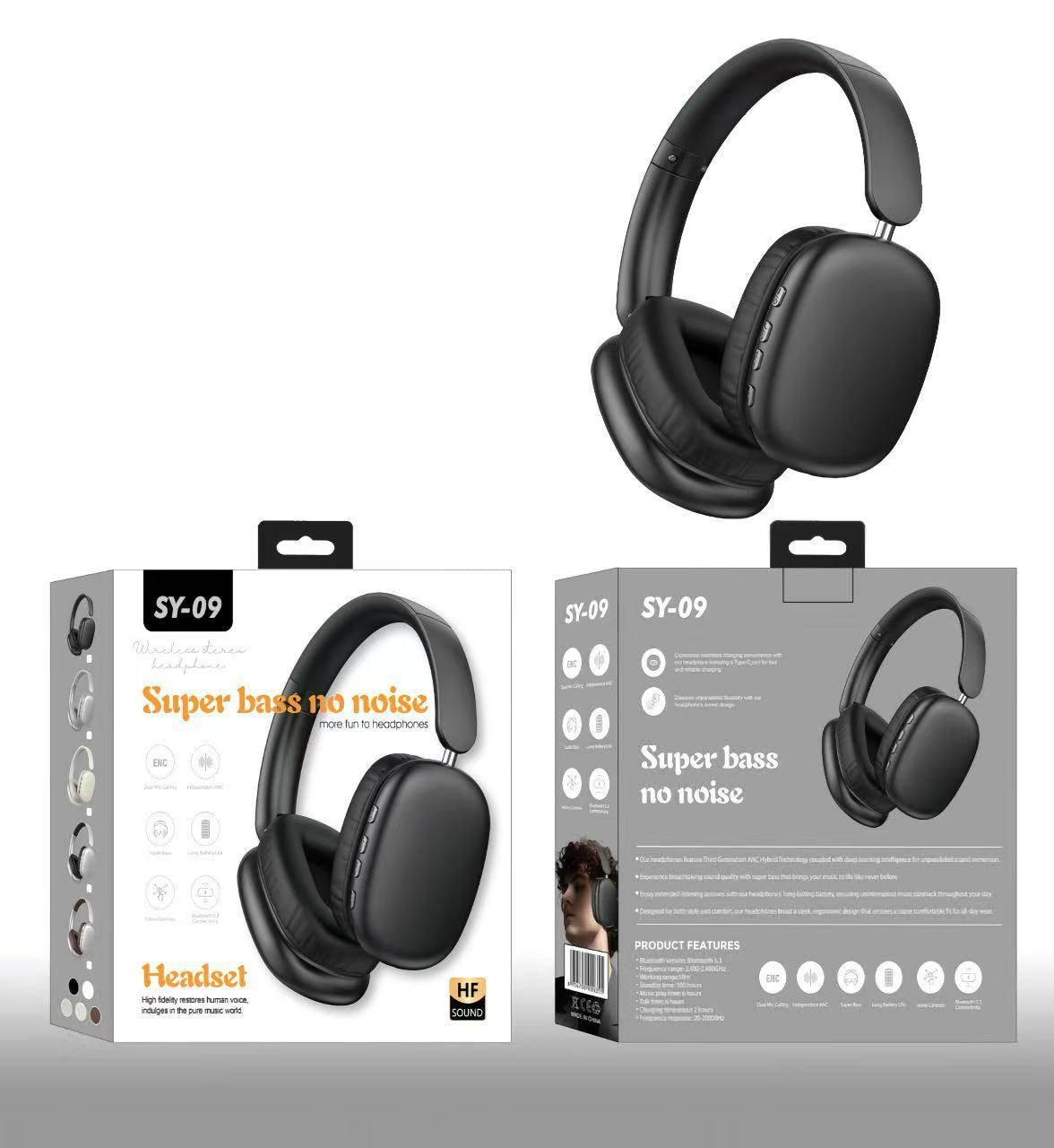 Bluetooth Headphone Head-mounted Long Endurance Sports Gym Fitness Noice Cancelation