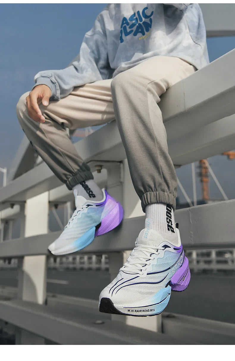 B-READY Running Shoes Carbon Plate for Marathon beginners for long distance Men and Woman Sport Tenis Breathable Women's Comfortable Athletic Nonskid Casual Sneakers Air Cushion