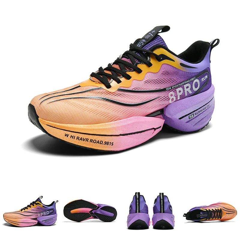 B-READY Running Shoes Carbon Plate for Marathon beginners for long distance Men and Woman Sport Tenis Breathable Women's Comfortable Athletic Nonskid Casual Sneakers Air Cushion