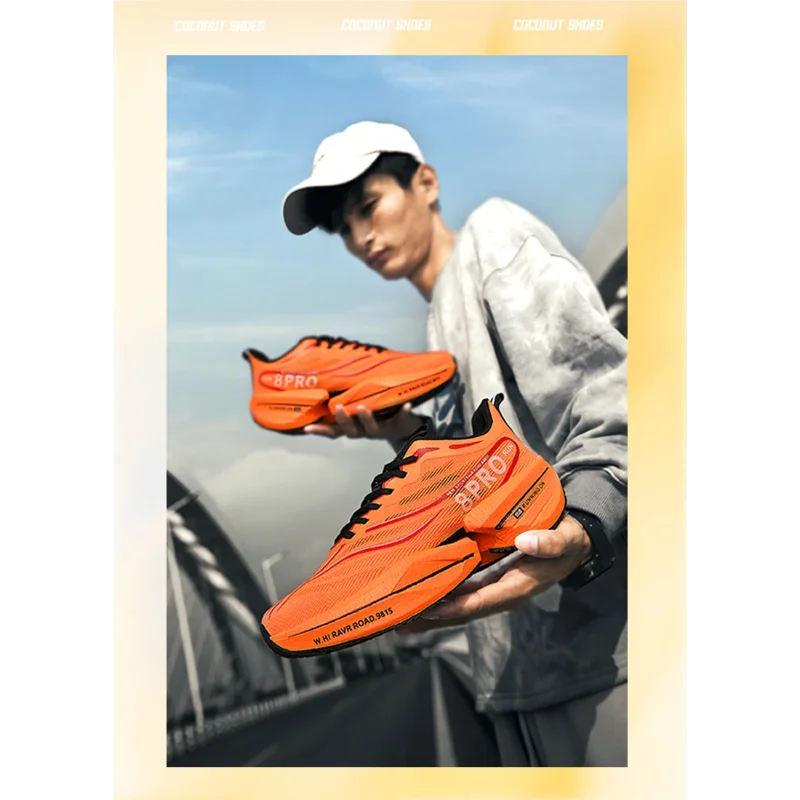 B-READY Running Shoes Carbon Plate for Marathon beginners for long distance Men and Woman Sport Tenis Breathable Women's Comfortable Athletic Nonskid Casual Sneakers Air Cushion