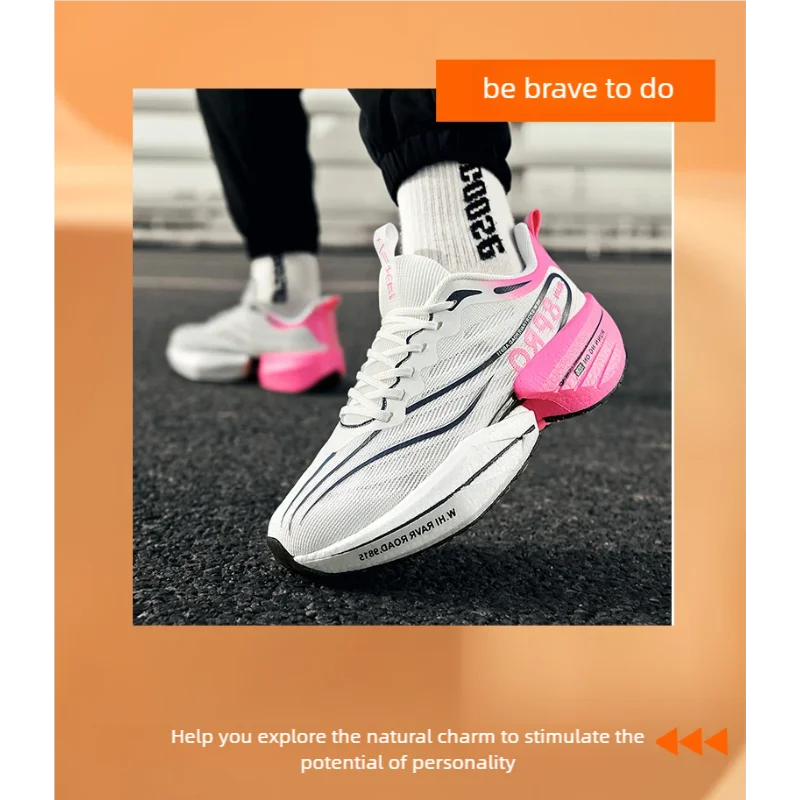 B-READY Running Shoes Carbon Plate for Marathon beginners for long distance Men and Woman Sport Tenis Breathable Women's Comfortable Athletic Nonskid Casual Sneakers Air Cushion