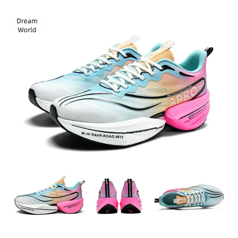 B-READY Running Shoes Carbon Plate for Marathon beginners for long distance Men and Woman Sport Tenis Breathable Women's Comfortable Athletic Nonskid Casual Sneakers Air Cushion