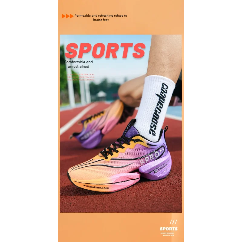 B-READY Running Shoes Carbon Plate for Marathon beginners for long distance Men and Woman Sport Tenis Breathable Women's Comfortable Athletic Nonskid Casual Sneakers Air Cushion