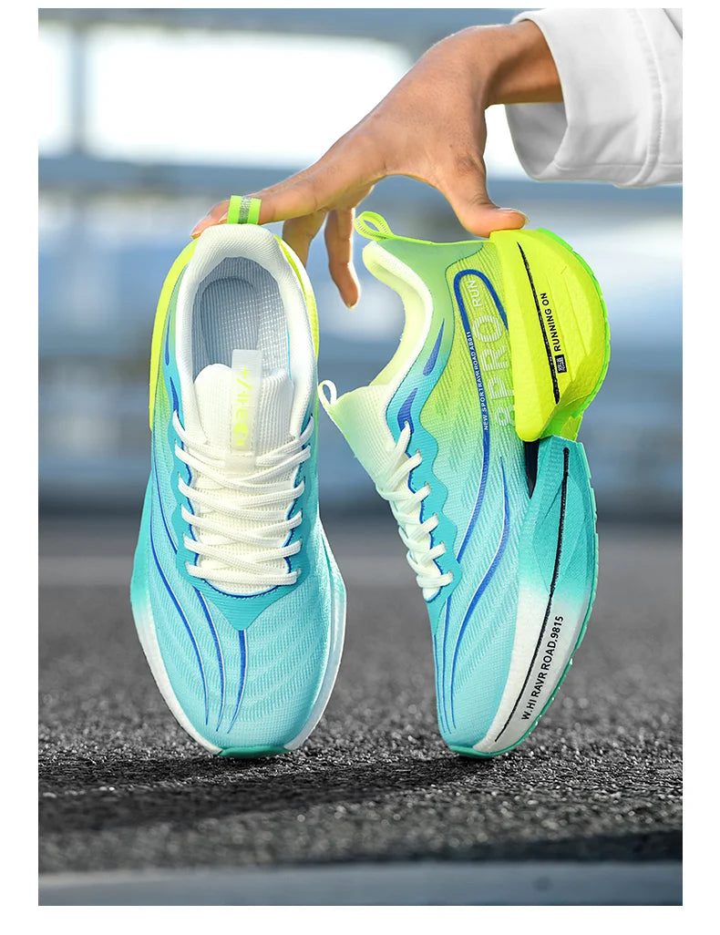 B-READY Running Shoes Carbon Plate for Marathon beginners for long distance Men and Woman Sport Tenis Breathable Women's Comfortable Athletic Nonskid Casual Sneakers Air Cushion