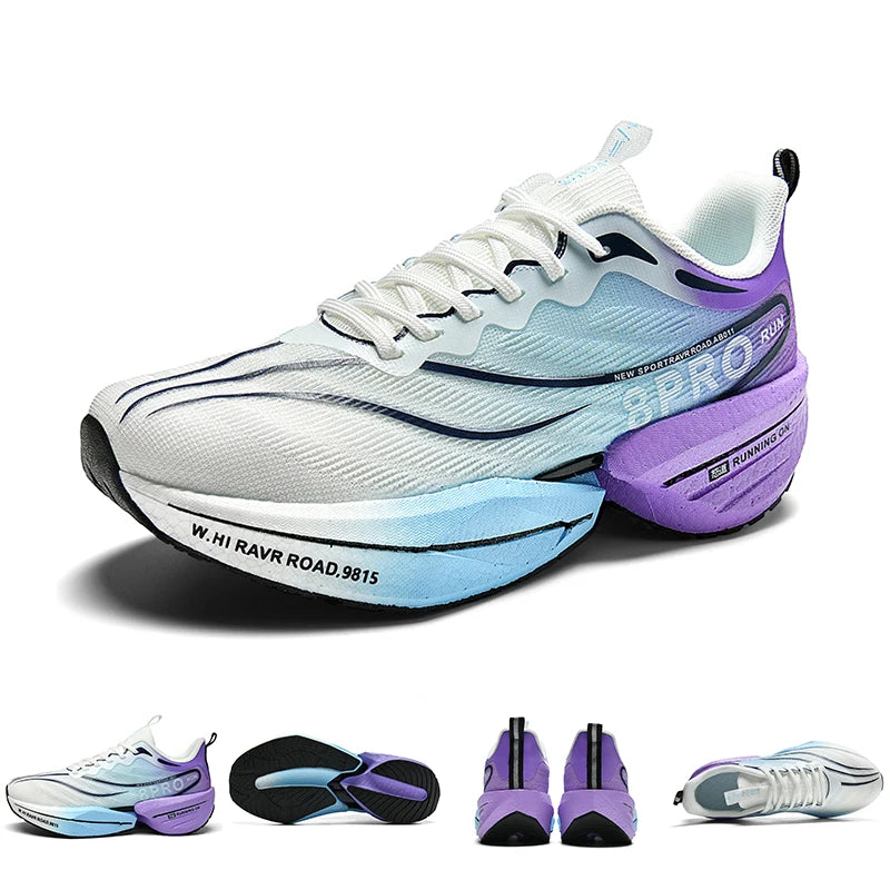 B-READY Running Shoes Carbon Plate for Marathon beginners for long distance Men and Woman Sport Tenis Breathable Women's Comfortable Athletic Nonskid Casual Sneakers Air Cushion