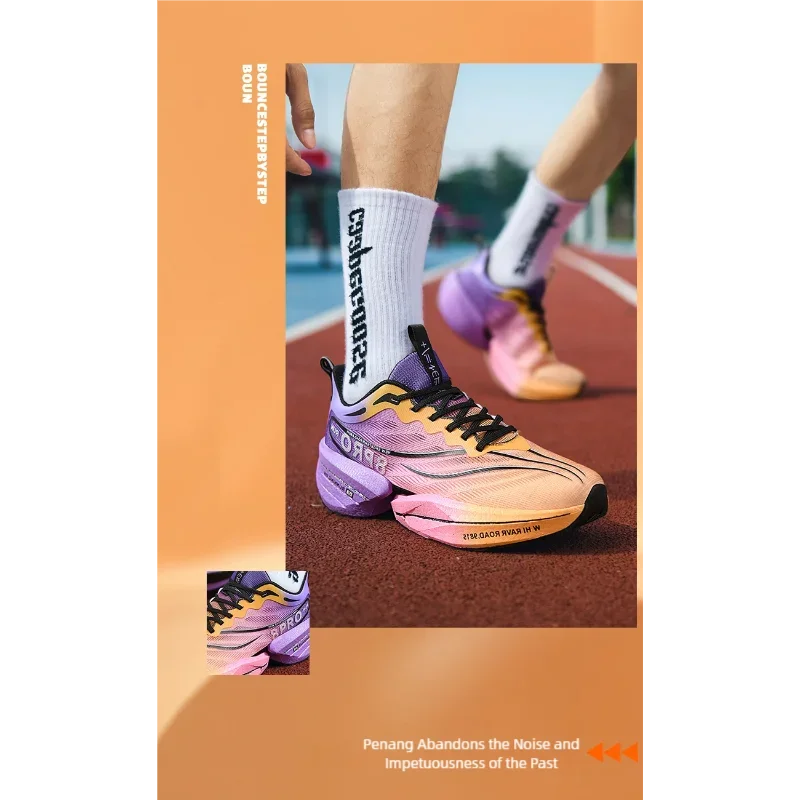 B-READY Running Shoes Carbon Plate for Marathon beginners for long distance Men and Woman Sport Tenis Breathable Women's Comfortable Athletic Nonskid Casual Sneakers Air Cushion