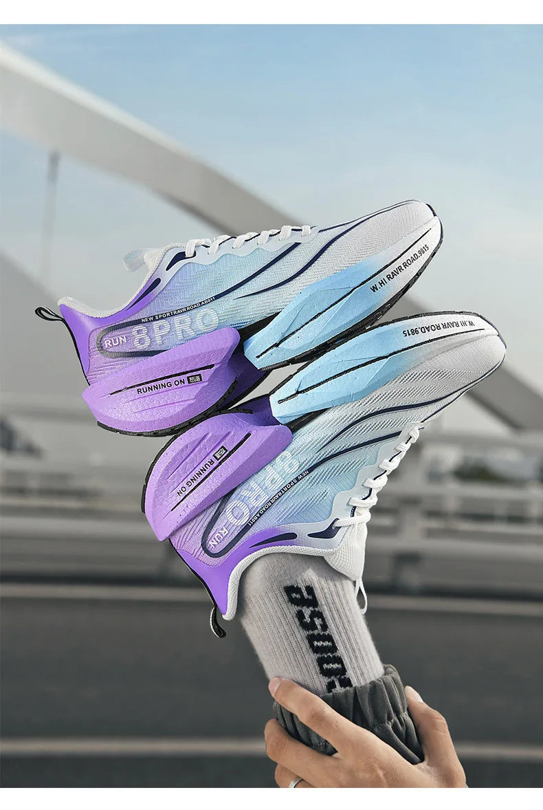 B-READY Running Shoes Carbon Plate for Marathon beginners for long distance Men and Woman Sport Tenis Breathable Women's Comfortable Athletic Nonskid Casual Sneakers Air Cushion