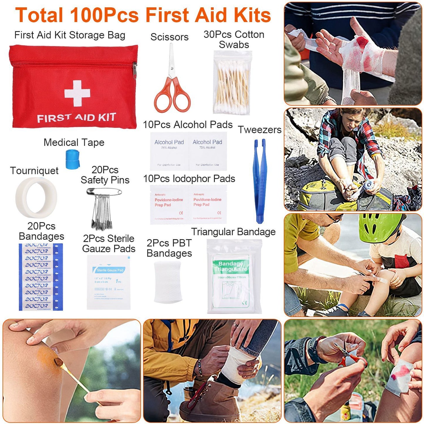 B-READY 125Pcs Survival Kits Professional Emergency Survival Gear Tactical First Aid Kit Supplies For Outdoor Adventure Camping Hiking Hunting