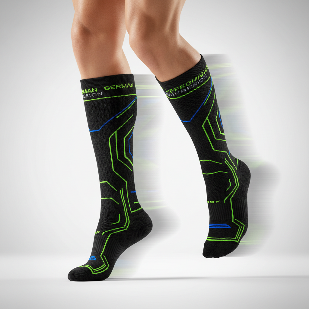 🧦 B-READY KOMPRESSIONSSTRÜMPFE - Schneller laufen, schneller regenerieren!

Medizinische Kompressionsstrümpfe für Marathon &amp; Recovery! Klasse I Kompression, Made in Germany, getestet von Profis!

✅ WARUM KOMPRESSION?
🏃 WÄHREND DEM LAUF:
+8% Ausdauer: Verbesserte Durchblutung