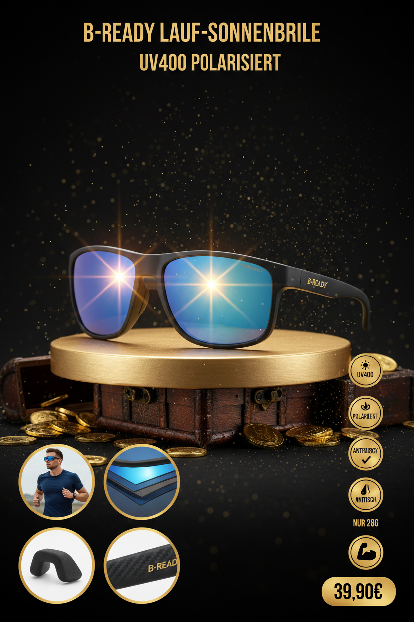 B-READY Lauf-Sonnenbrille UV400 - Aufgeklappt