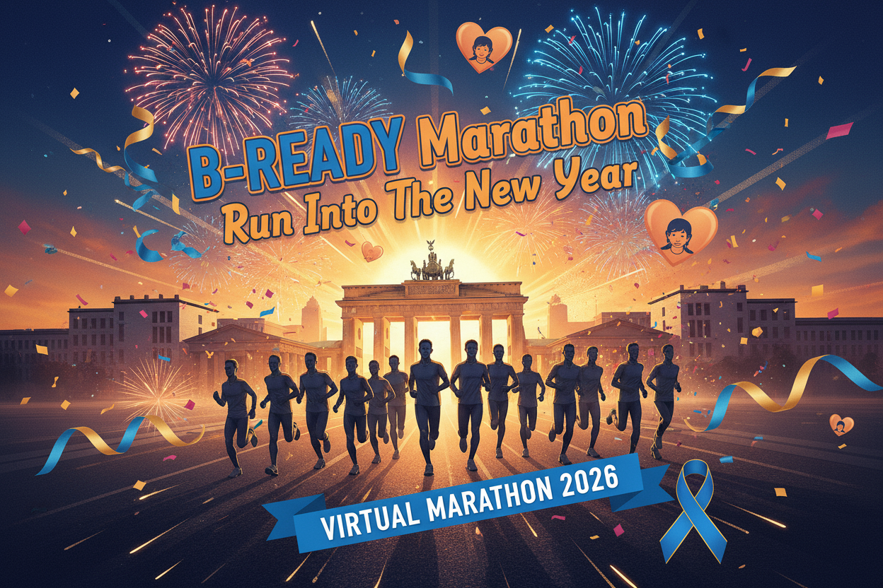 B-READY Marathon Run Into The New Year – Virtual Marathon Tickets 2026 Donation for Kids Children Cancer Research  Germany Berlin 