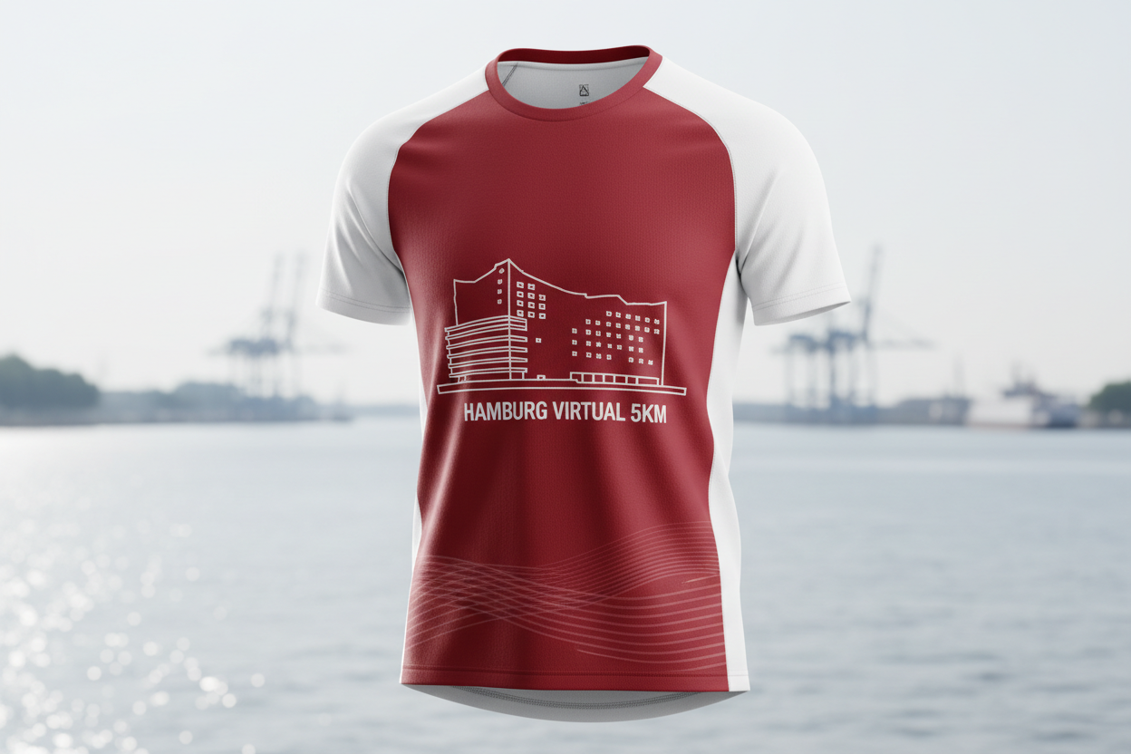 B-READY Presentiert 🏃 VIRTUAL RUN HAMBURG 5KM - Moin Moin!

5km für Hamburg! Laufe für die Hansestadt - perfekt für Einsteiger!

✅ Komplett-Paket (€25):
🎽 Hamburg City-Trikot - Elbphilharmonie, Rot/Weiß
🏅 Digitale Medaille - Mit Name &amp; Zeit
📜 Zertifikat - Offiziell
🗺️ 5km Route-Map - Alster-Runde
🏆 Leaderboard - 5km Kategorie