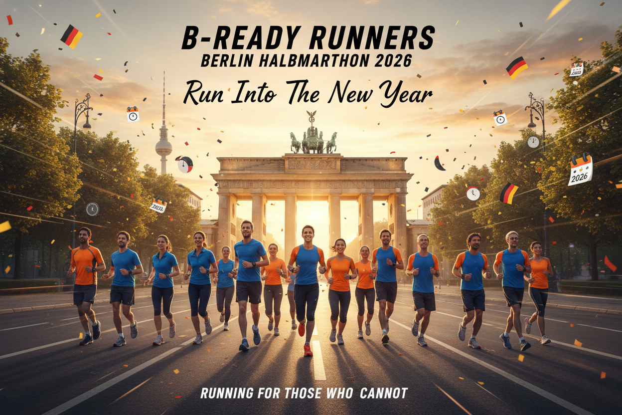 🏃♂️ B-READY RUNNERS BERLIN HALBMARATHON 2026
„Run Into The New Year – Wir laufen für die, die nicht können.“
📅 Event Details

Datum: Sonntag, 4. Januar 2026

Startzeit: 09:00 Uhr

Ort: Brandenburger Tor, Berlin 🇩🇪 Melde dich und deine Firma Deine Klasse deine Mannschaft an und tut was gutes für 2026 49€ für den guten zweck und starte 2026 Gesund und aktiv