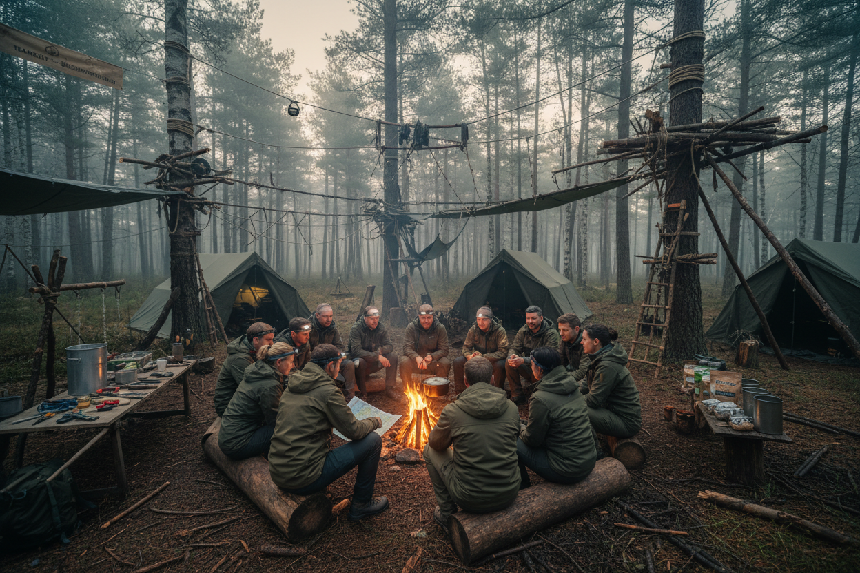 B-READY26.com 🏕️ 48H SURVIVAL BIWAK - Das ultimative Firmen-Erlebnis!

2 Tage &amp; 1 Nacht in der Wildnis - Bundeswehr-Style! Komplettes Survival-Erlebnis mit Zelten, Lagerfeuer, Bushcraft und extremem Team-Bonding. Alles inklusive - auch Transport!

✅ KOMPLETT-PAKET ENTHALTEN (€4,500):
🚌 TRANSPORT &amp; ANREISE:
🚌 Gecharterte Busse - Abholung am Firmenstandort
🗺️ Transfer zur Wildnis-Location - Hin &amp; Zurück
📋 Komplette Organisation - Ihr müsst euch um nichts kümmern
🏕️ CAMP &amp; AUSRÜSTUNG:
⛺ B