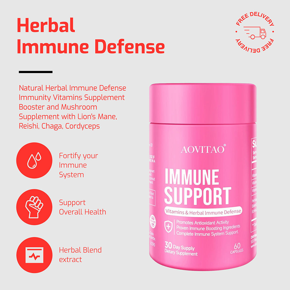 B-READY Natural Herbal Immune Defense Immunity Vitamins Supplement Booster And Mushroom Supplement With Lion's Mane, Reishi, Chaga, Cordyceps, Turkey Tail & More
