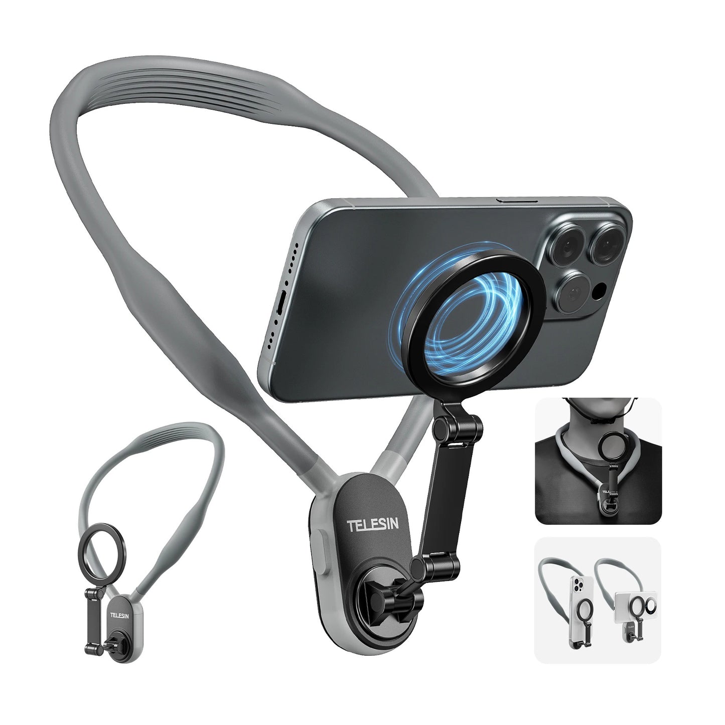 B-READY Silikon-Telefon-Magnethalshalterung mit Schnellverschluss für Telefon Magsafe Magnetische Saugnapf-Handy-Halshalterung