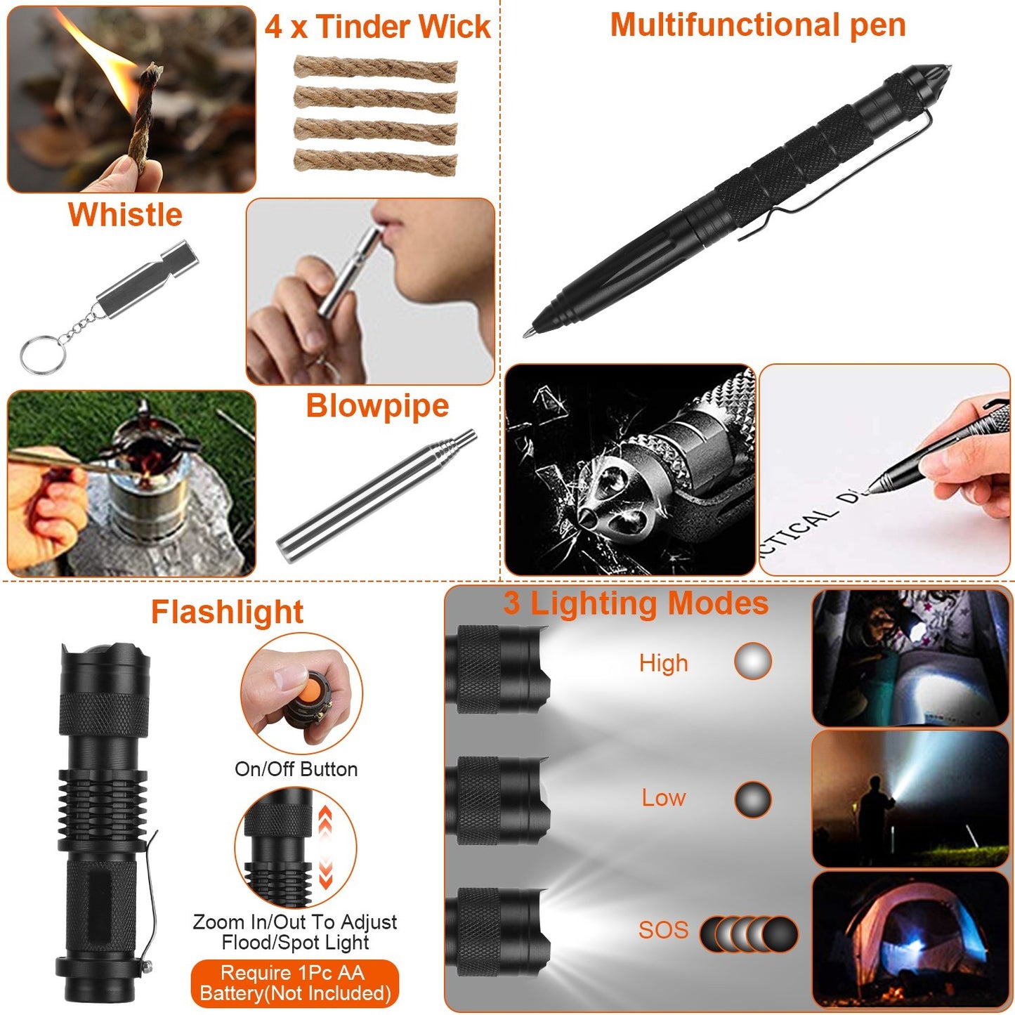 B-READY 121Pcs Per Set Survival Kits Professional Emergency Survival Gear Tactical First Aid Kit Supplies For Outdoor Adventure Camping Hiking Hunting