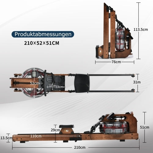 B-READY Handmade Holzernes Indoor-Heimfitness Rudergerat made in Germany