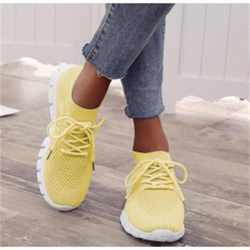 B-READY 
Casual Ladies Shoes Breathable  Women Flying Knit Sports Shoes Flat Shoes