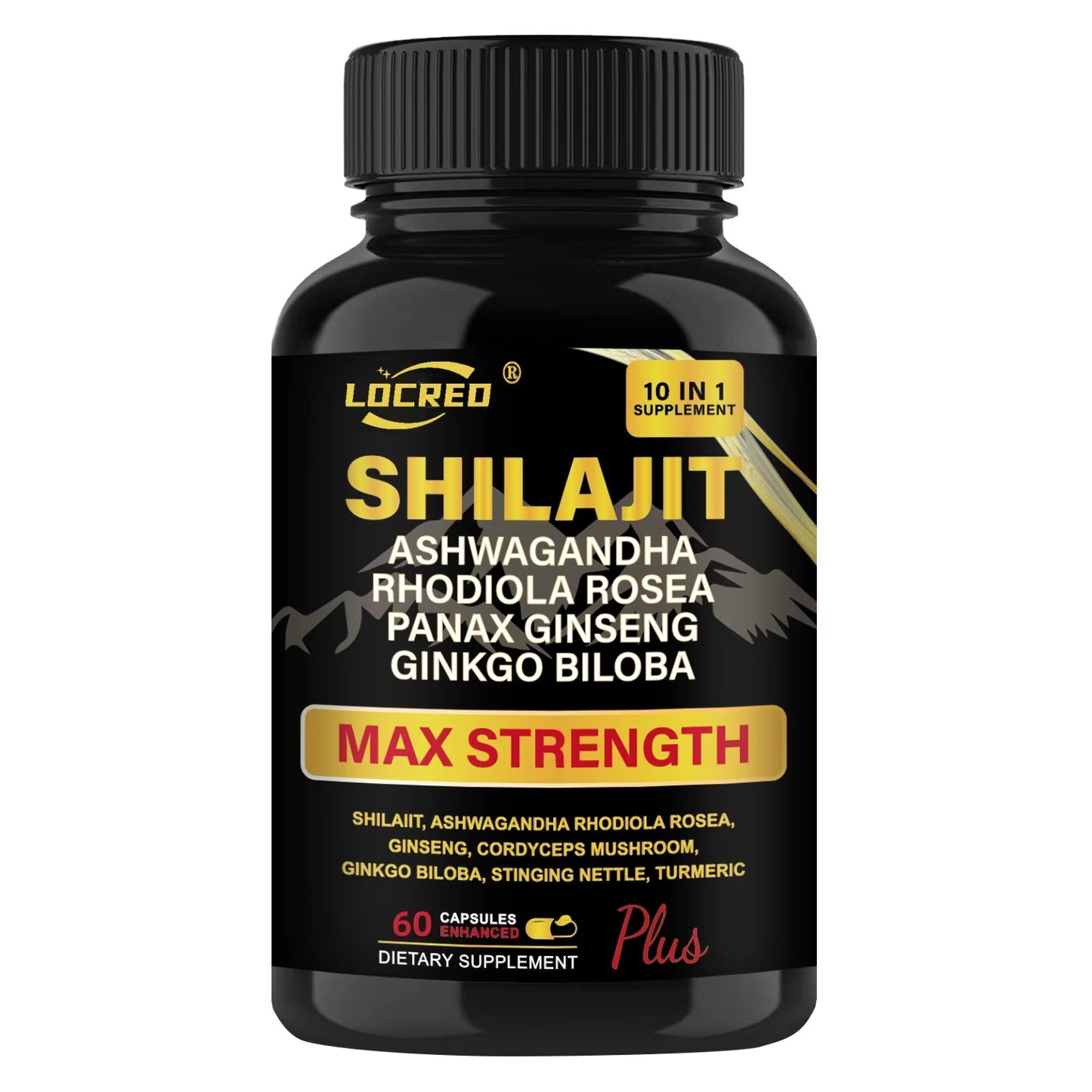 B-READY Shilajit Capsules Ashwagandha Extra Strength Dietary Supplement 60 Capsules Unisex Boost Performance