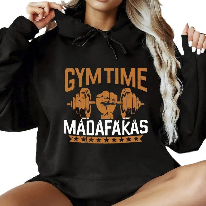 B-READY unisex Sweater Street Leisure Velvet Sport Printed Hoodie Go to the Gym! Couple Outfit