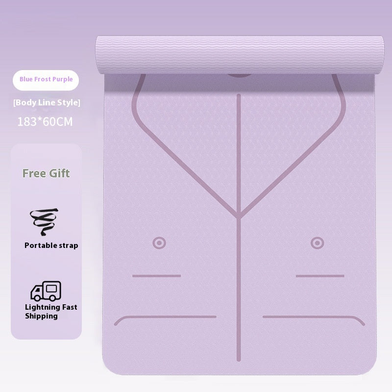 B-READY Home Yoga Mat Body Line TPE Anti-skid Shock Absorption incl. Yoga Beginner Course perfect Gift