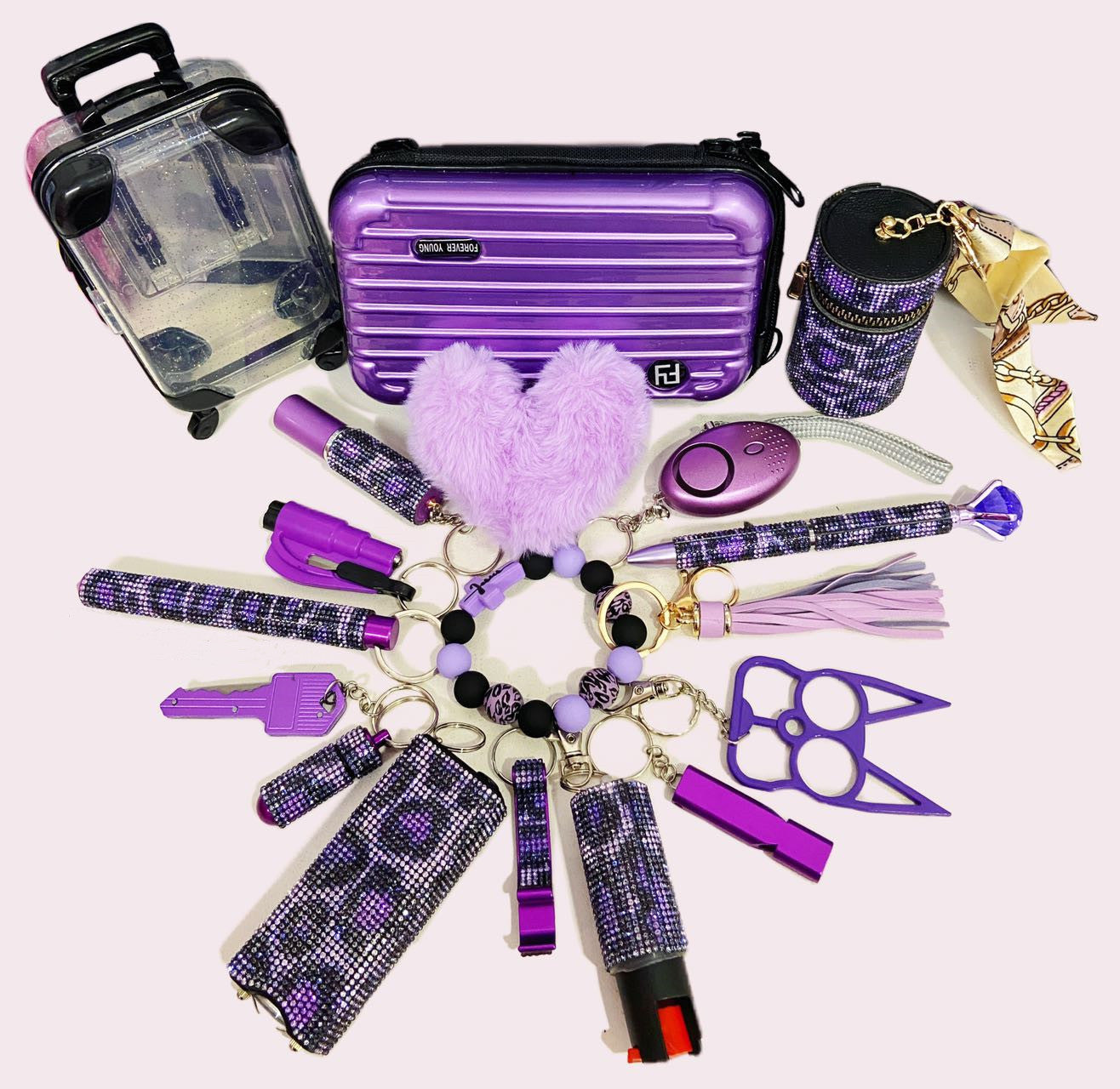 B-READY self defence set Women Kids School Kindergarten Purple Leopard Safety Keychain -1121 B-PREPARED 2026