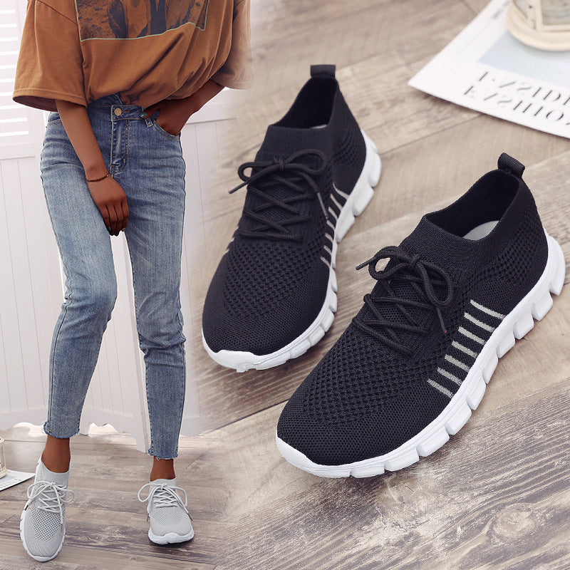B-READY 
Casual Ladies Shoes Breathable  Women Flying Knit Sports Shoes Flat Shoes