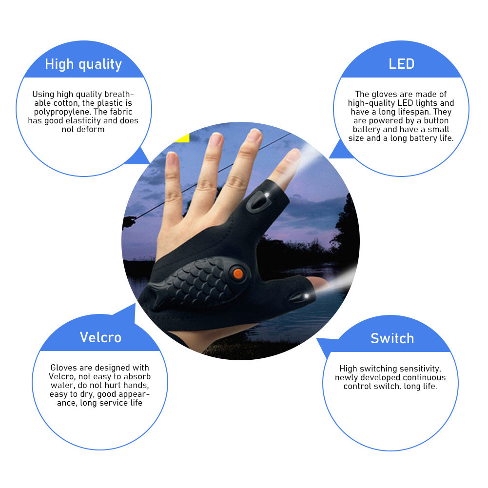 B-READY New Flashlight Glow Fishing Gloves B-PREPARED 2026