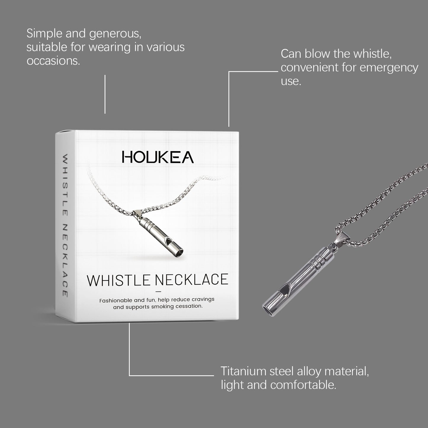 B-READY Simple And Sounding Whistle Necklace Fashionable And Elegant Lightweight Durable Anti Stress Gift idea B-PREPARED 2026