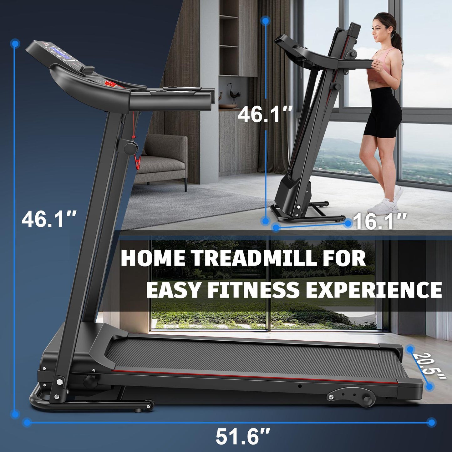 B-READY Home Easy-to-move Wheels Three-level Adjustment Incline Adjustment Indoor Aerobic Treadmill Suitable For All Fitness Levels