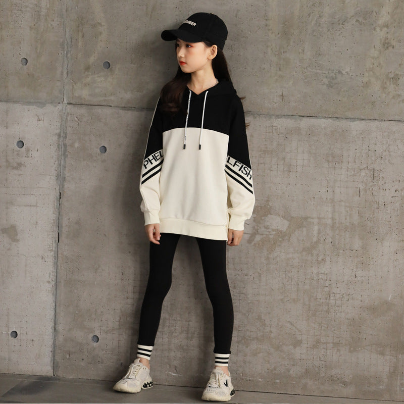 B-READY Teen CUHK Long Sleeve Sportswear Hooded Sweatshirt set 2pcs