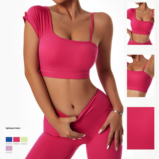 B-READY 
Yoga Suit Women's Running And Cycling Wear Off-shoulder Sports Bra Gym Training Tights
