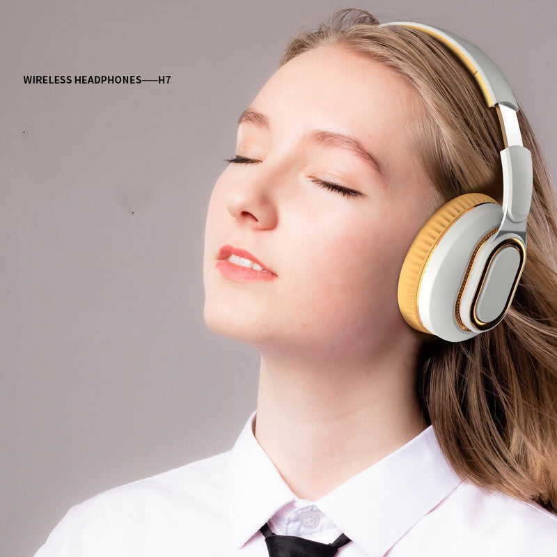 H7 Bluetooth Headset Wireless Card Folding Subwoofer Type-c Gaming Sports Headphones B-READY Gym Sport Running Fitness Headphone Head-mounted Bluetooth With Mic Noise-canceling Bass Boost new Model 26