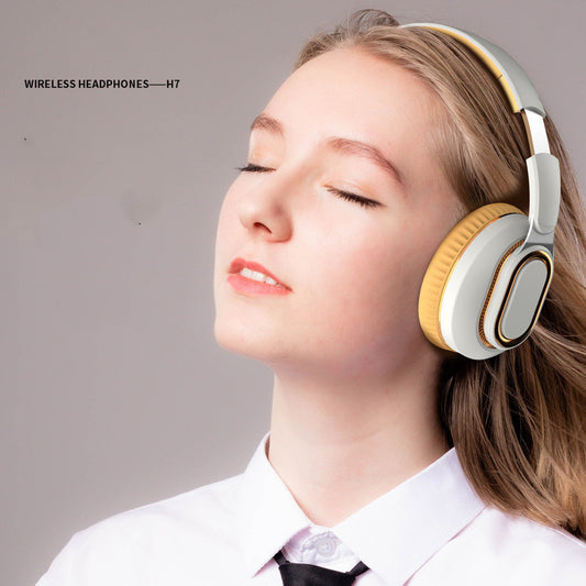 H7 Bluetooth Headset Wireless Card Folding Subwoofer Type-c Gaming Sports Headphones B-READY Gym Sport Running Fitness Headphone Head-mounted Bluetooth With Mic Noise-canceling Bass Boost new Model 26