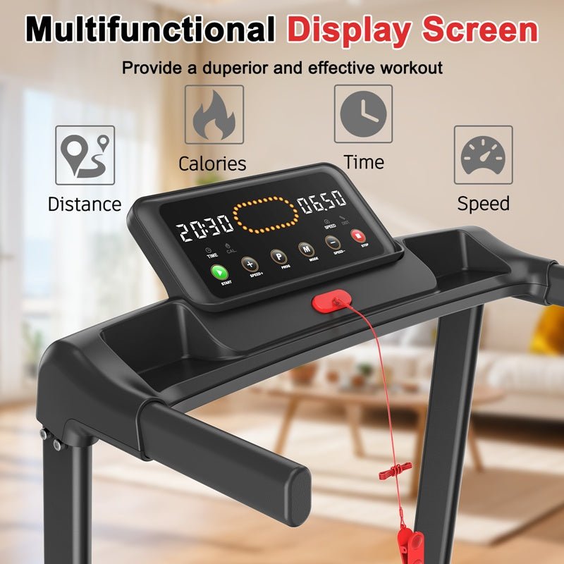 B-READY Walking Mat Treadmills Portable For Home & Office LED Display, 265 LB Capacity, Space-Saving Compact Walking Jogging Running Machine incl. Trainigs Course