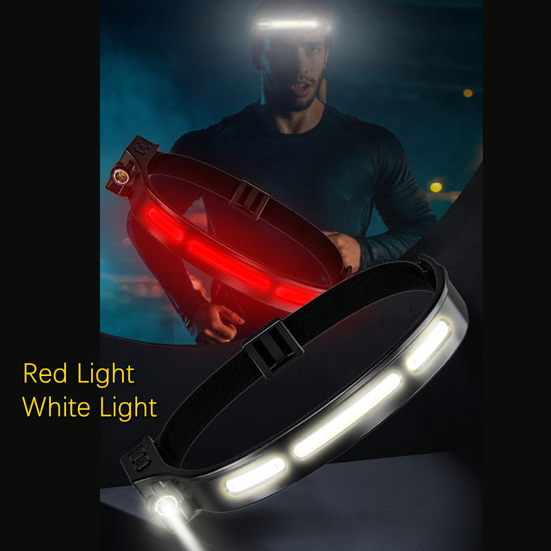 B-READY Running Marathon night COB LED White Red Light 5 Lighting Modes Headlamp Sensor Headlight With Built In Battery Flashlight USB Rechargeable Torch