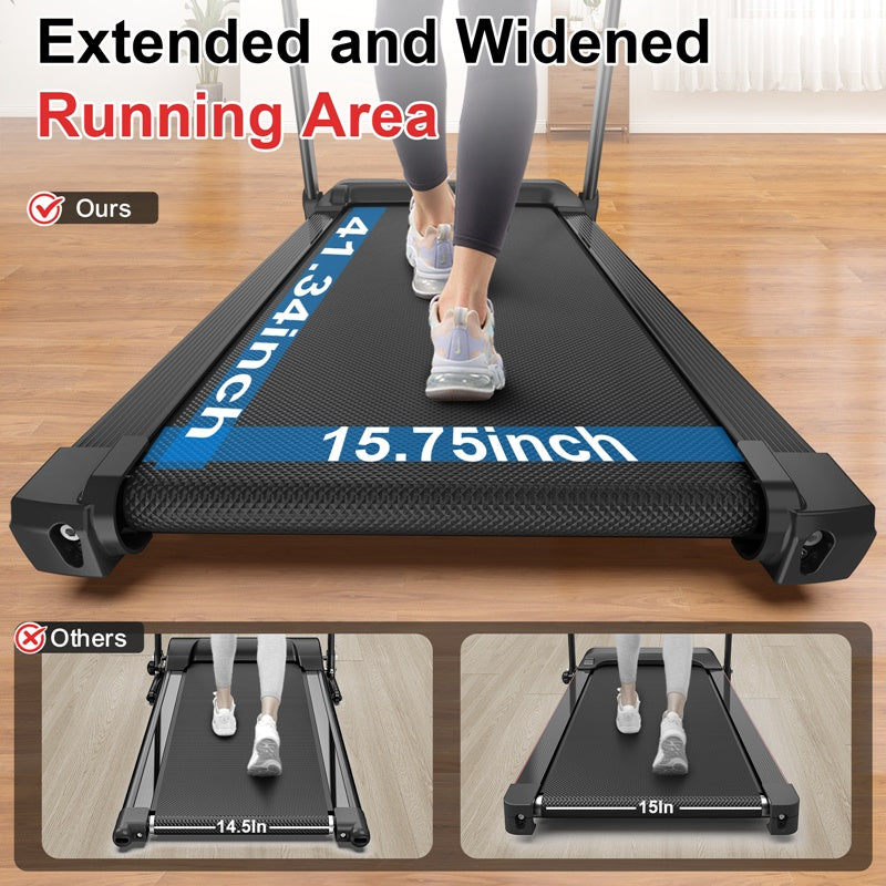 B-READY Walking Mat Treadmills Portable For Home & Office LED Display, 265 LB Capacity, Space-Saving Compact Walking Jogging Running Machine incl. Trainigs Course