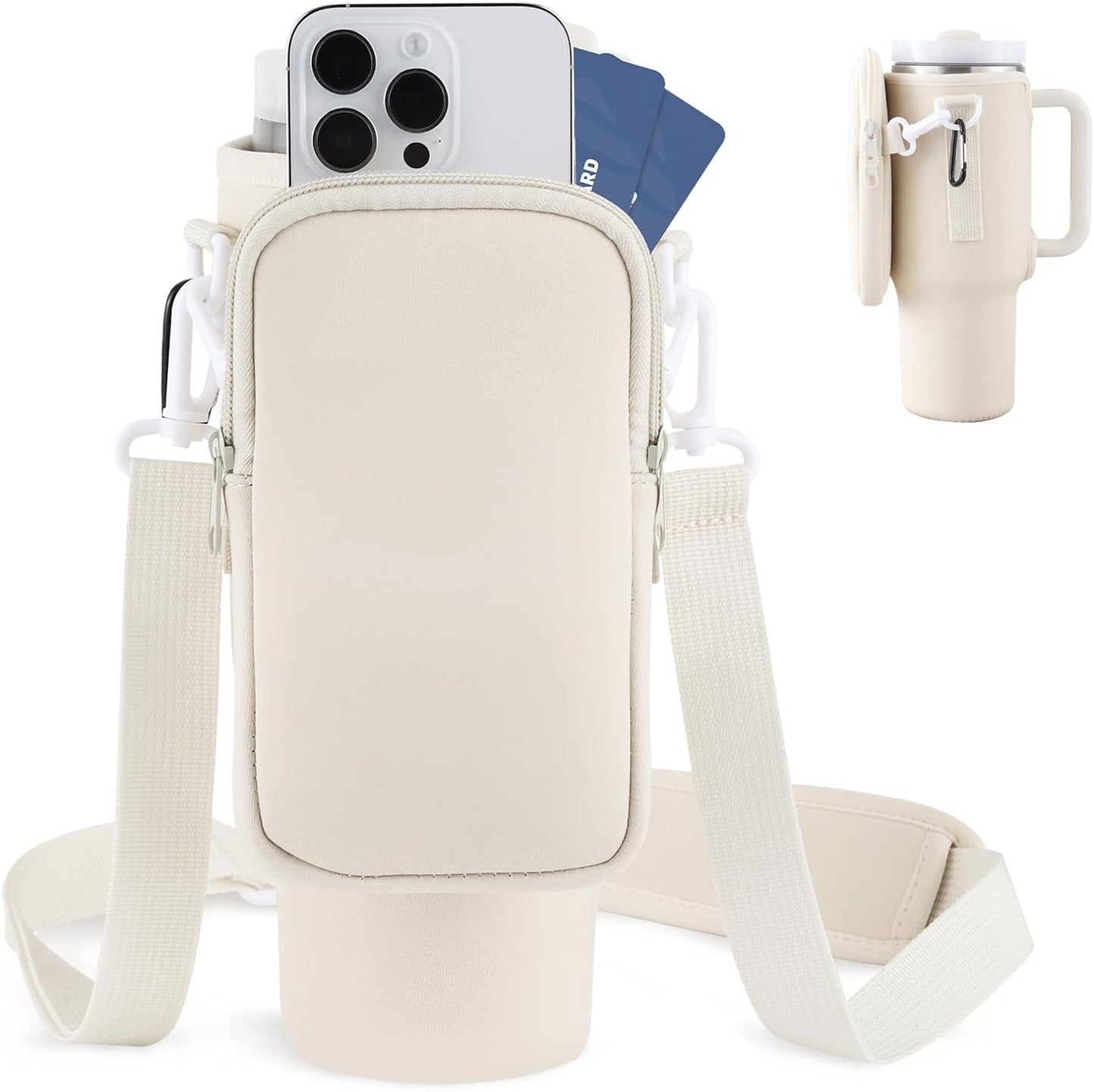 B-READY Gym Sport Slok Water Bottle Carrier Bag, Compatible With 40oz Tumbler With Handle, Modern Water Bottle Holder With Simple Adjustable Strap For Outdoor Walking Hiking Travelling Sports-Blue Purple