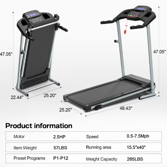 B-READY Folding Treadmill For Home Use Fat loss Trainings Course including 26